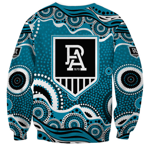 Port Adelaide Power Sweatshirt Aboriginal Dot Pattern - Football Mascot Heritage Pride