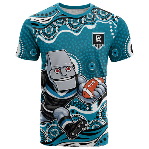 Port Adelaide Power T Shirt Aboriginal Dot Pattern - Football Mascot Heritage Pride