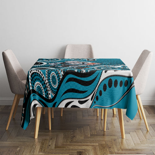 Port Adelaide Power Tablecloth Aboriginal Dot Pattern - Football Mascot Heritage Pride