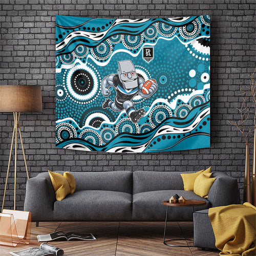 Port Adelaide Power Tapestry Aboriginal Dot Pattern - Football Mascot Heritage Pride