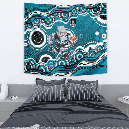 Port Adelaide Power Tapestry Aboriginal Dot Pattern - Football Mascot Heritage Pride