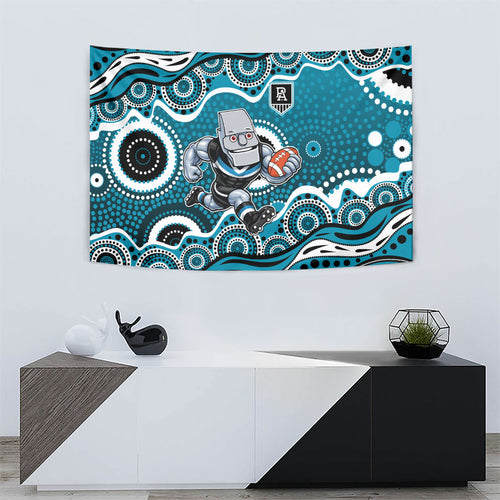 Port Adelaide Power Tapestry Aboriginal Dot Pattern - Football Mascot Heritage Pride