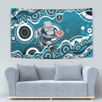 Port Adelaide Power Tapestry Aboriginal Dot Pattern - Football Mascot Heritage Pride