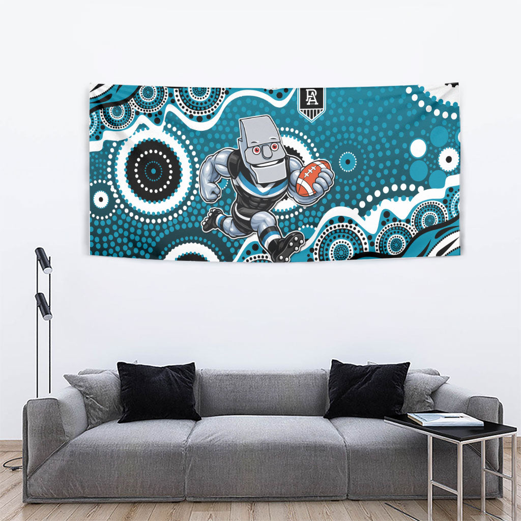 Port Adelaide Power Tapestry Aboriginal Dot Pattern - Football Mascot Heritage Pride