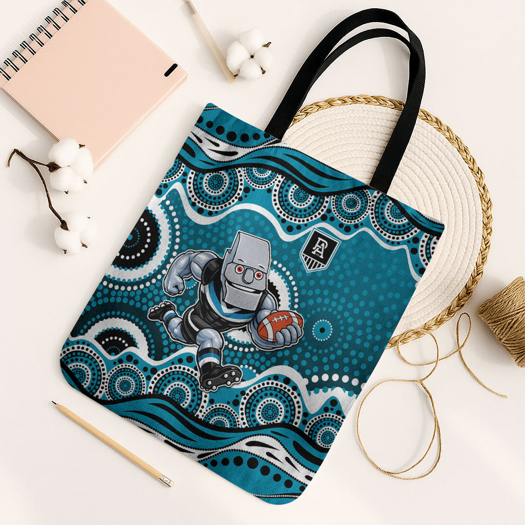 Port Adelaide Power Tote Bag Aboriginal Dot Pattern - Football Mascot Heritage Pride