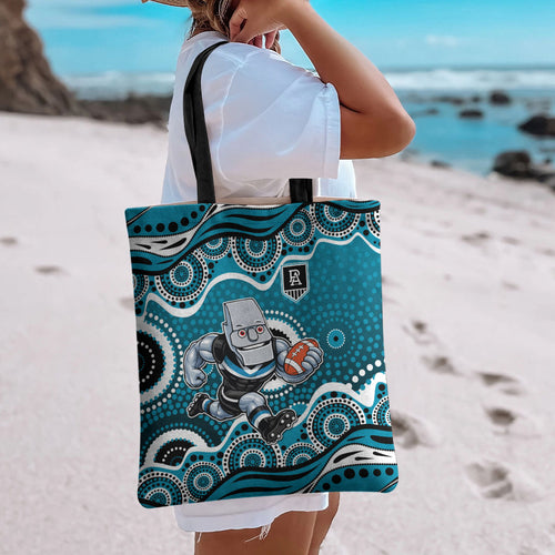 Port Adelaide Power Tote Bag Aboriginal Dot Pattern - Football Mascot Heritage Pride