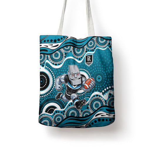 Port Adelaide Power Tote Bag Aboriginal Dot Pattern - Football Mascot Heritage Pride