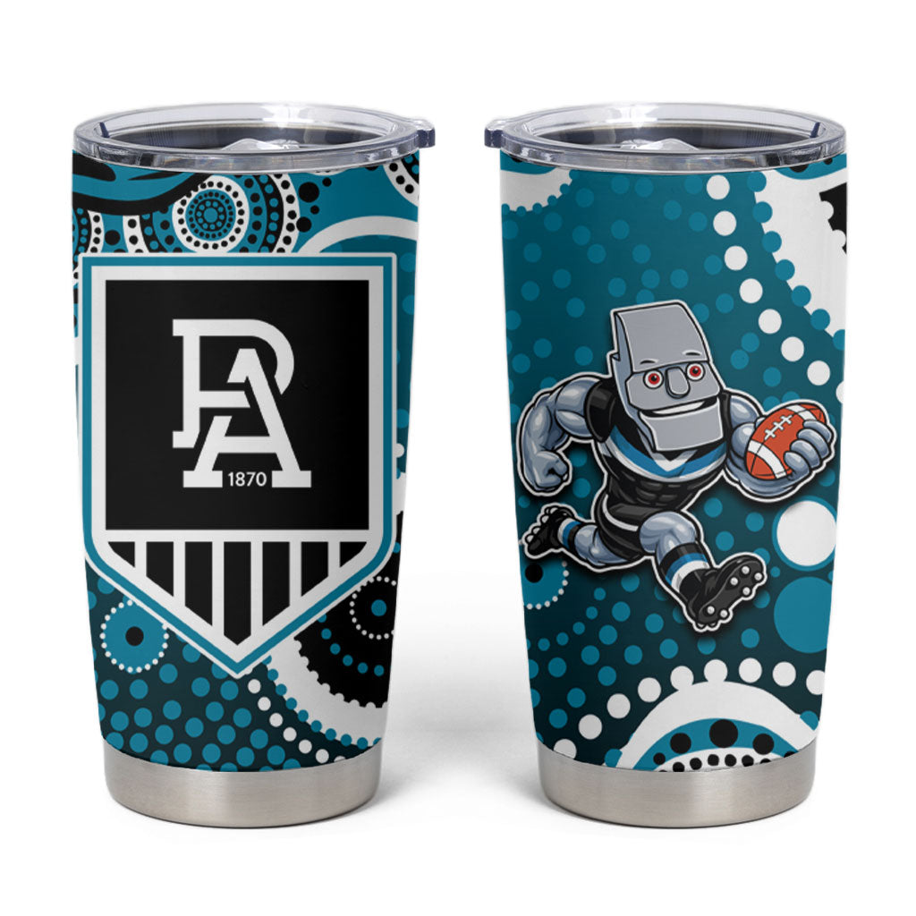 Port Adelaide Power Tumbler Cup Aboriginal Dot Pattern - Football Mascot Heritage Pride