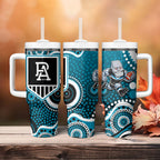 Port Adelaide Power Tumbler With Handle Aboriginal Dot Pattern - Football Mascot Heritage Pride