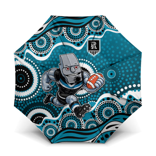 Port Adelaide Power Umbrella Aboriginal Dot Pattern - Football Mascot Heritage Pride