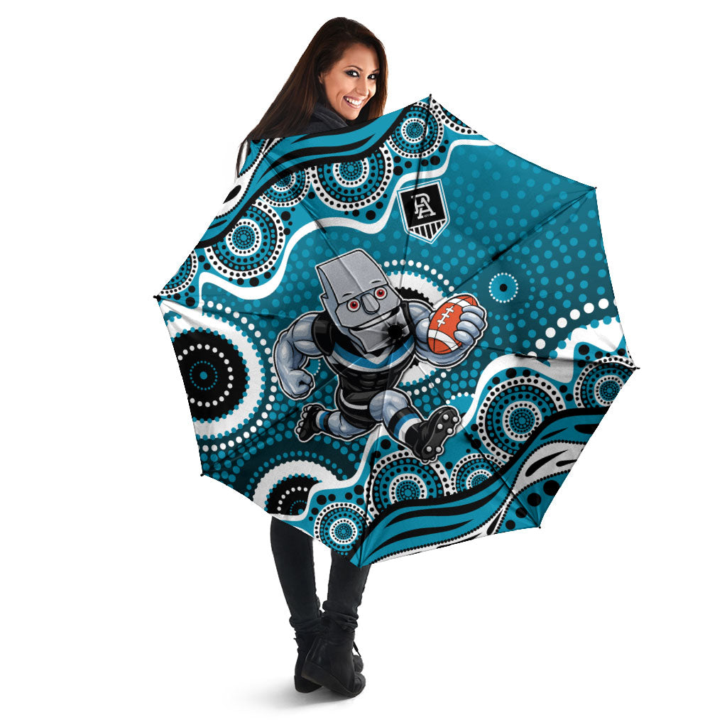 Port Adelaide Power Umbrella Aboriginal Dot Pattern - Football Mascot Heritage Pride