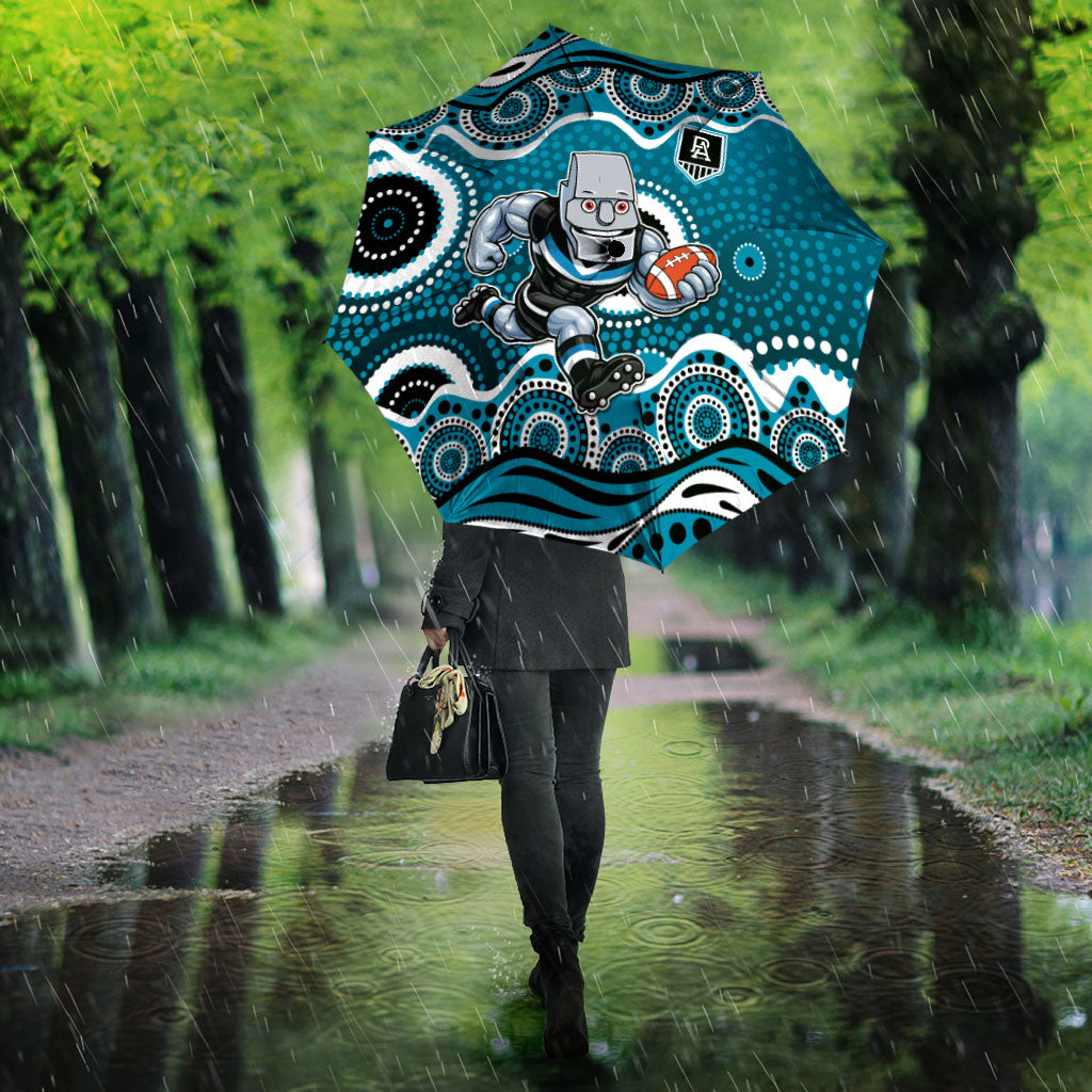 Port Adelaide Power Umbrella Aboriginal Dot Pattern - Football Mascot Heritage Pride