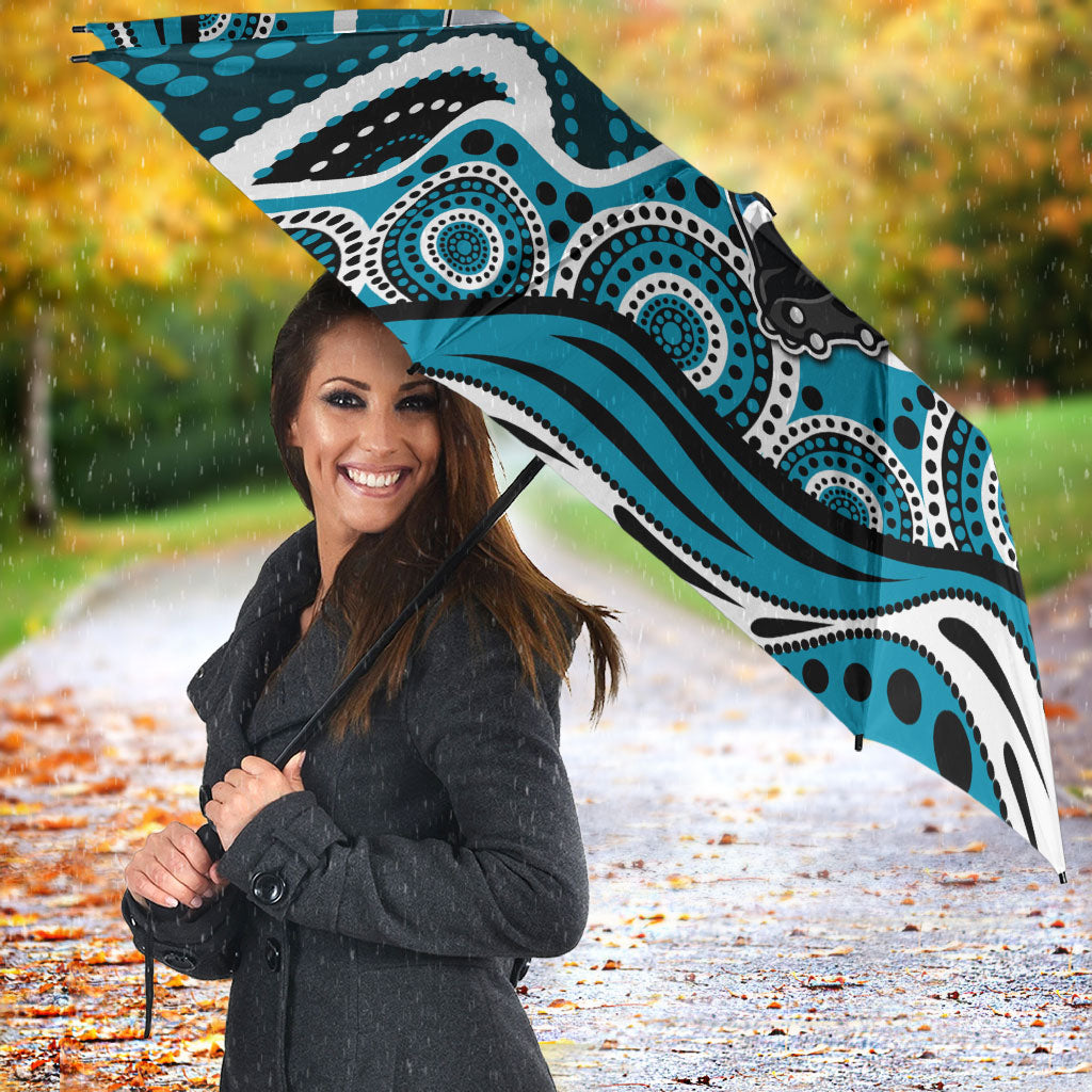 Port Adelaide Power Umbrella Aboriginal Dot Pattern - Football Mascot Heritage Pride