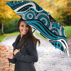 Port Adelaide Power Umbrella Aboriginal Dot Pattern - Football Mascot Heritage Pride