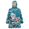 Port Adelaide Power Wearable Blanket Hoodie Aboriginal Dot Pattern - Football Mascot Heritage Pride