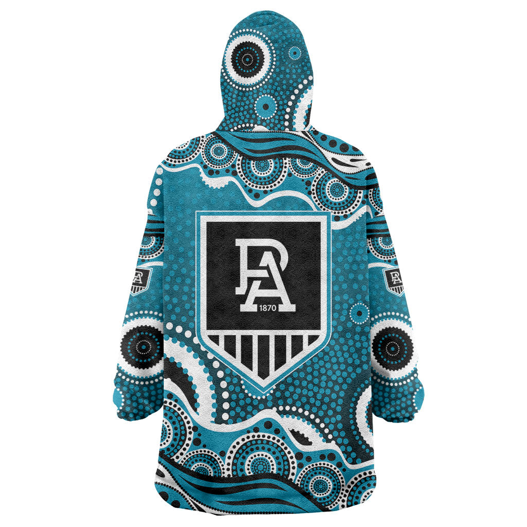 Port Adelaide Power Wearable Blanket Hoodie Aboriginal Dot Pattern - Football Mascot Heritage Pride
