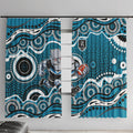 Port Adelaide Power Window Curtain Aboriginal Dot Pattern - Football Mascot Heritage Pride