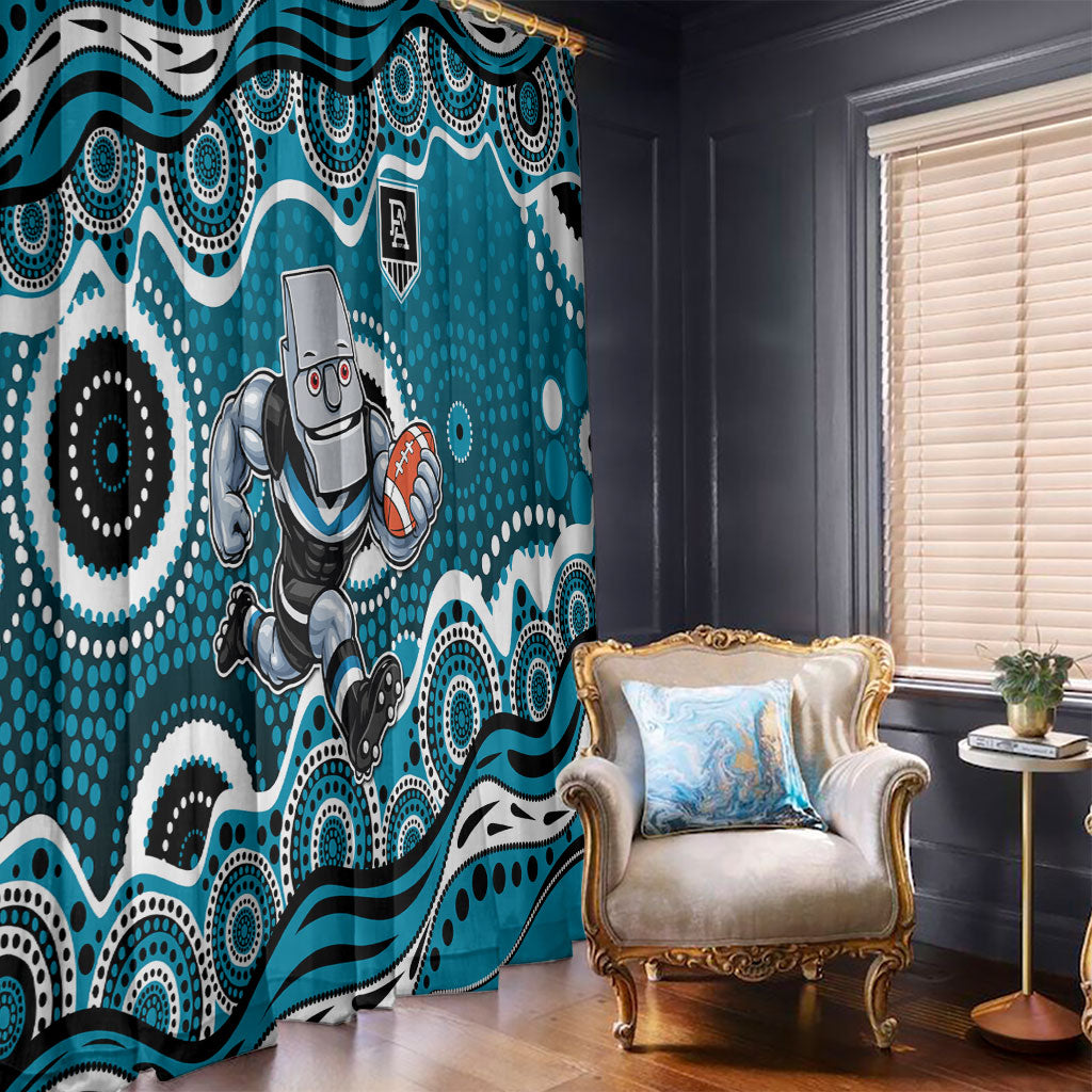 Port Adelaide Power Window Curtain Aboriginal Dot Pattern - Football Mascot Heritage Pride