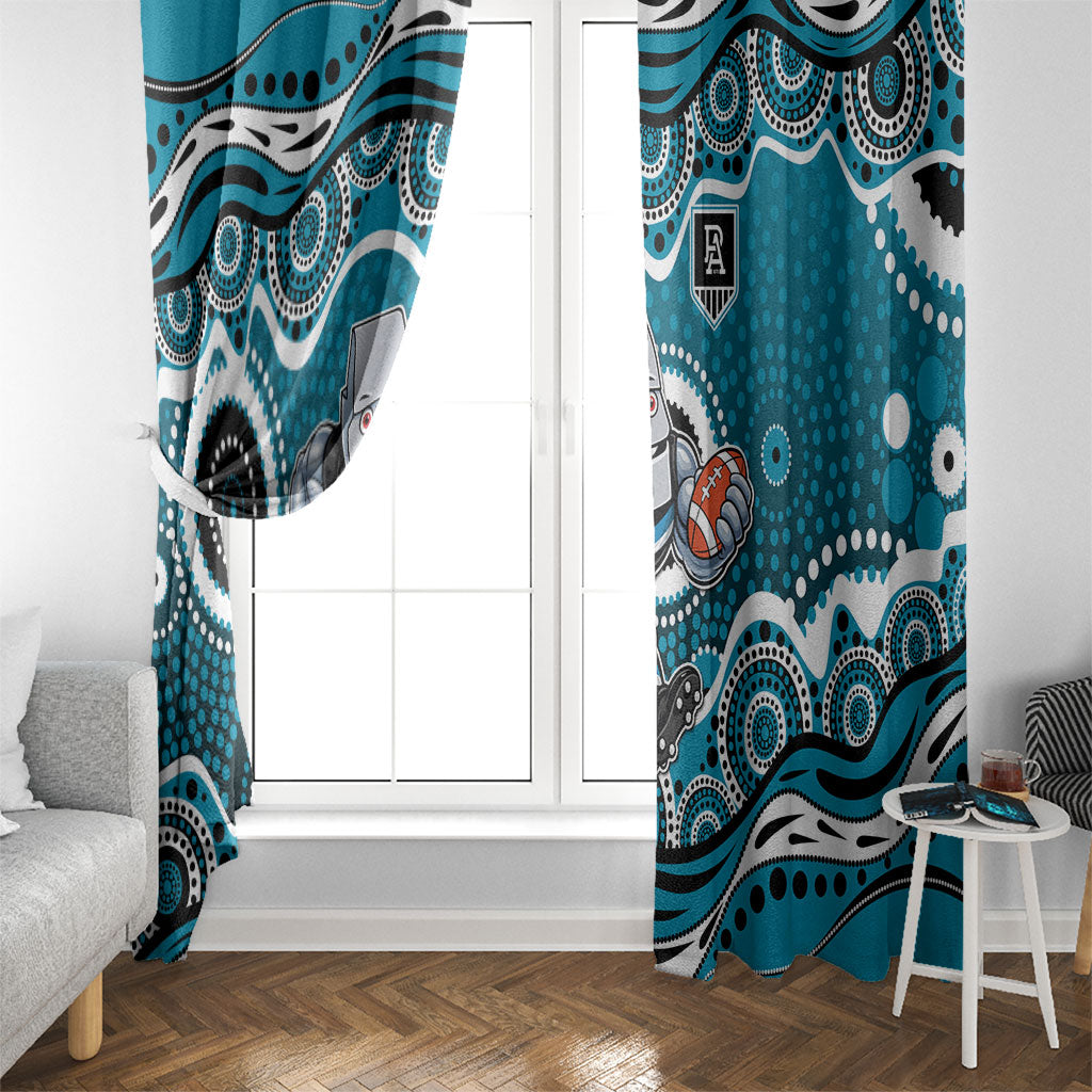 Port Adelaide Power Window Curtain Aboriginal Dot Pattern - Football Mascot Heritage Pride