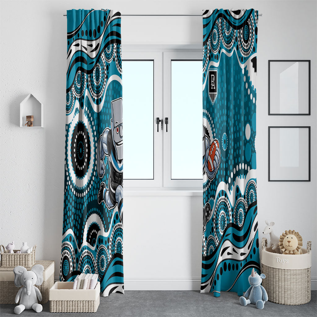 Port Adelaide Power Window Curtain Aboriginal Dot Pattern - Football Mascot Heritage Pride