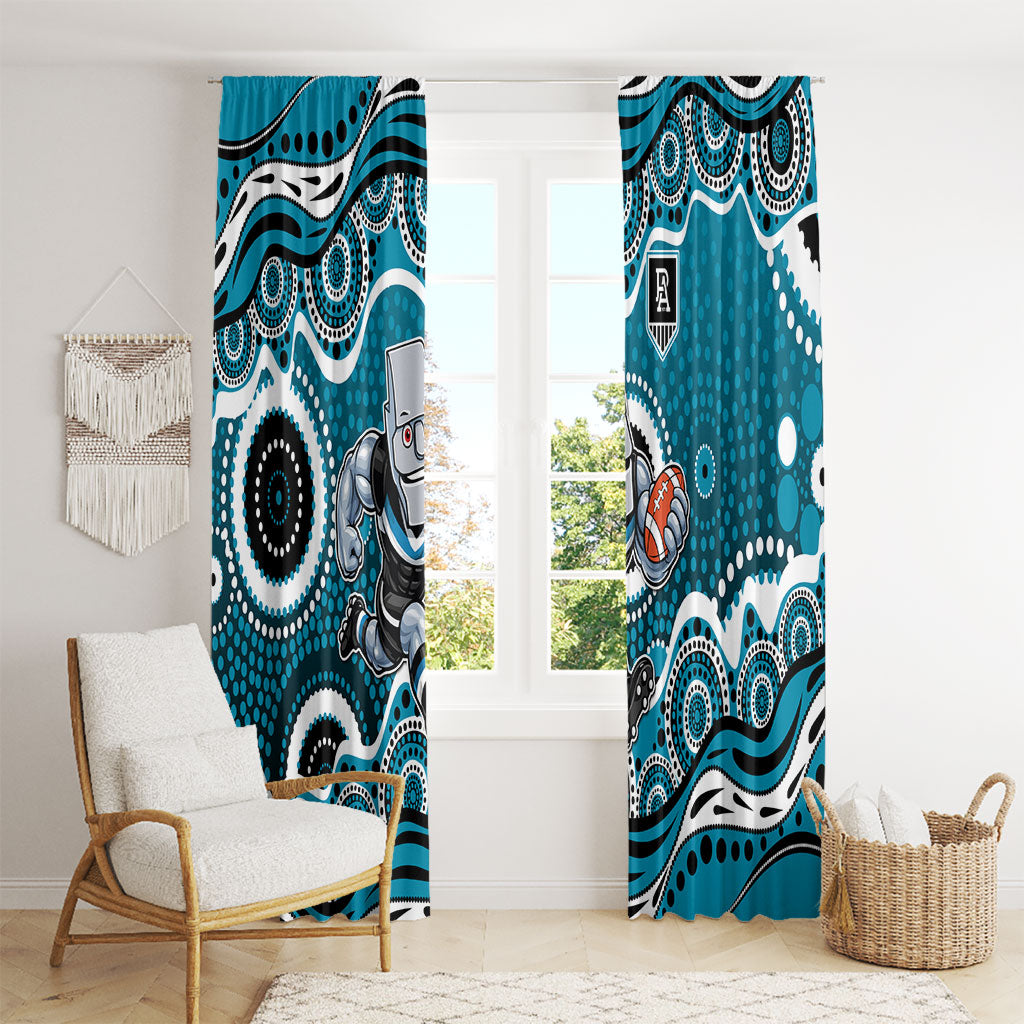 Port Adelaide Power Window Curtain Aboriginal Dot Pattern - Football Mascot Heritage Pride