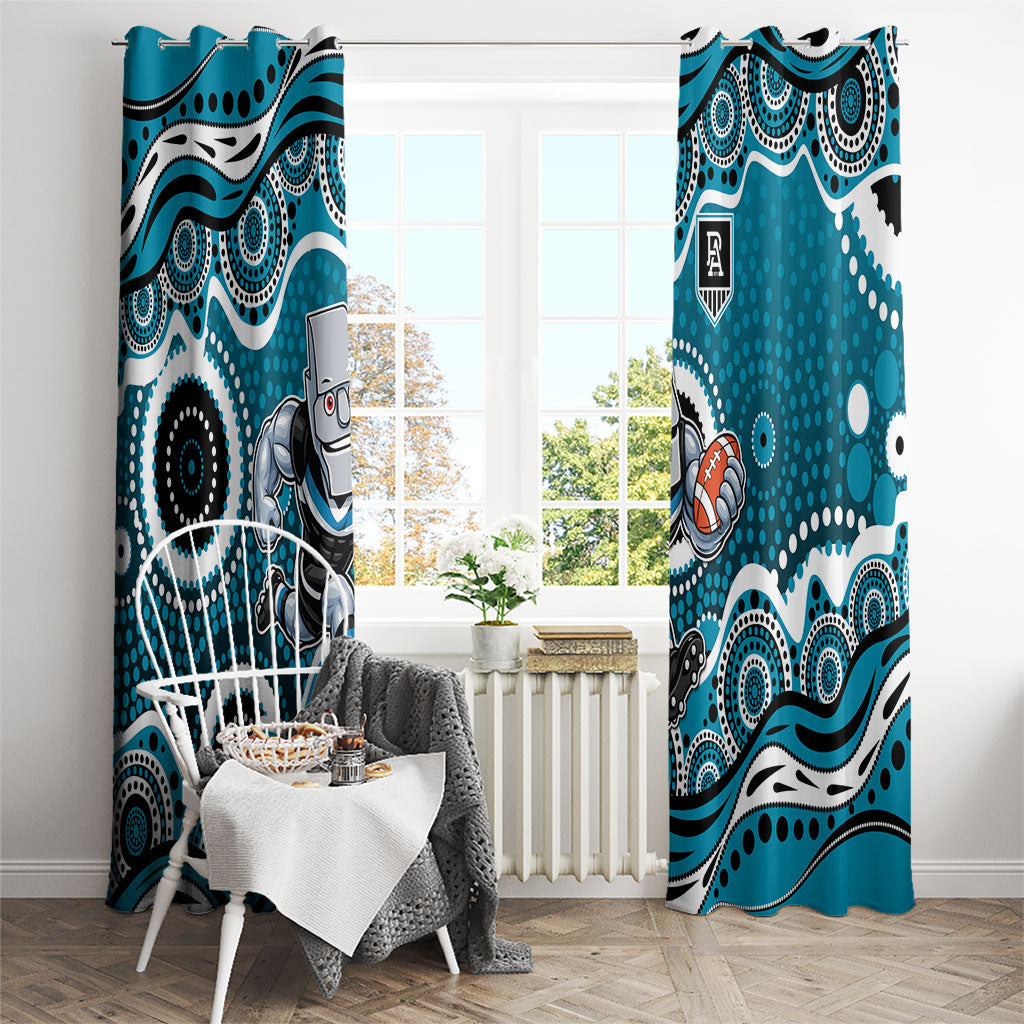 Port Adelaide Power Window Curtain Aboriginal Dot Pattern - Football Mascot Heritage Pride