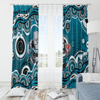 Port Adelaide Power Window Curtain Aboriginal Dot Pattern - Football Mascot Heritage Pride
