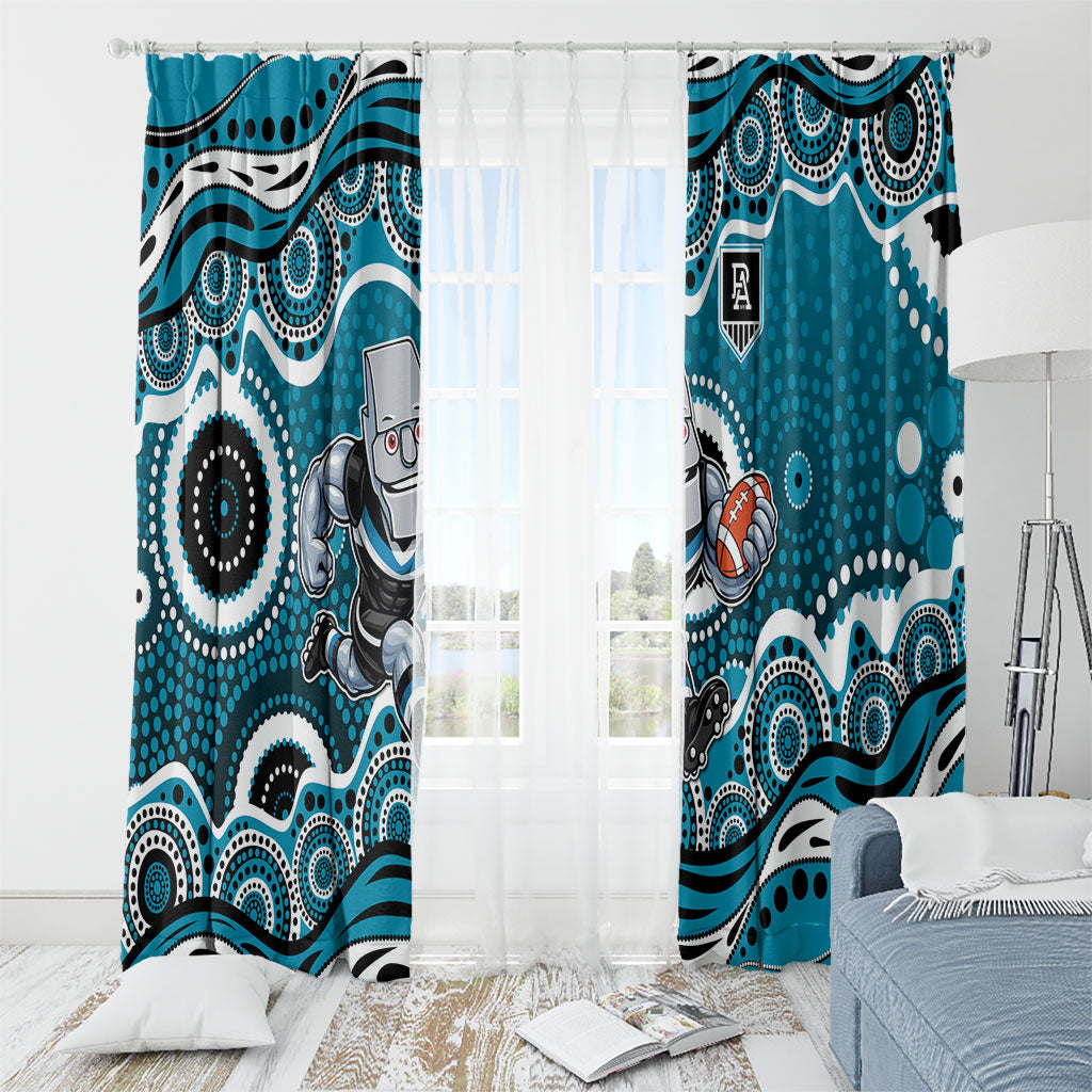 Port Adelaide Power Window Curtain Aboriginal Dot Pattern - Football Mascot Heritage Pride