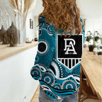 Port Adelaide Power Women Casual Shirt Aboriginal Dot Pattern - Football Mascot Heritage Pride