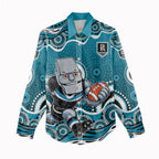 Port Adelaide Power Women Casual Shirt Aboriginal Dot Pattern - Football Mascot Heritage Pride