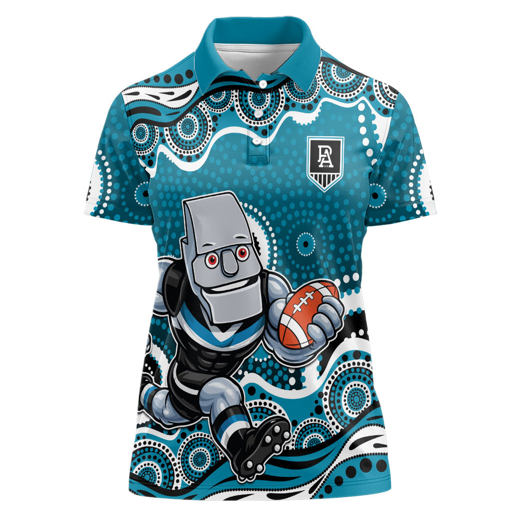 Port Adelaide Power Women Polo Shirt Aboriginal Dot Pattern - Football Mascot Heritage Pride