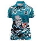 Port Adelaide Power Women Polo Shirt Aboriginal Dot Pattern - Football Mascot Heritage Pride
