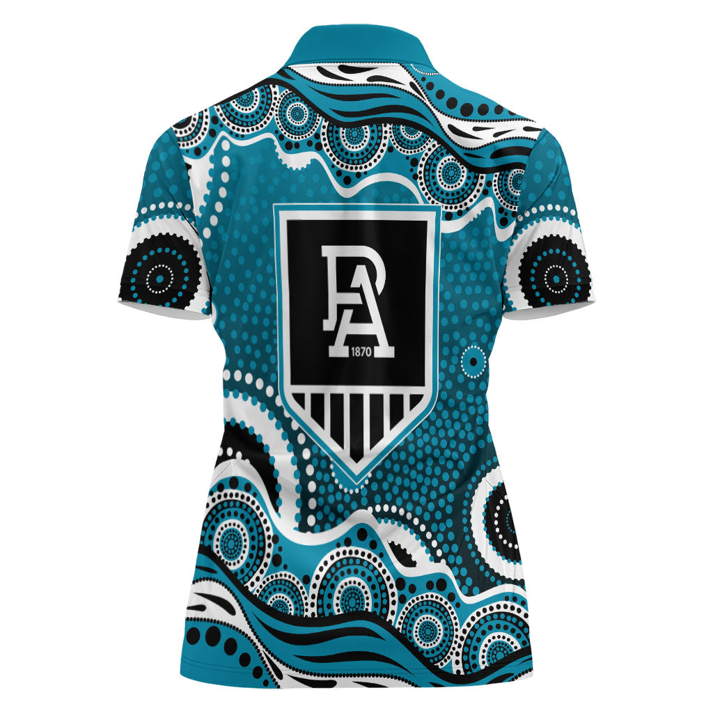 Port Adelaide Power Women Polo Shirt Aboriginal Dot Pattern - Football Mascot Heritage Pride
