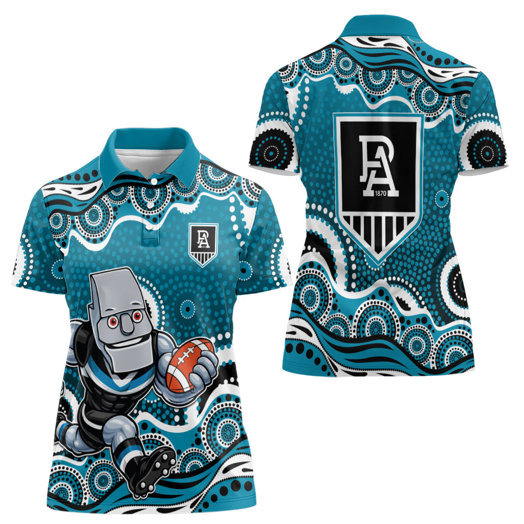 Port Adelaide Power Women Polo Shirt Aboriginal Dot Pattern - Football Mascot Heritage Pride