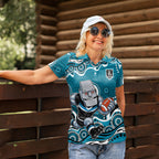 Port Adelaide Power Women Polo Shirt Aboriginal Dot Pattern - Football Mascot Heritage Pride