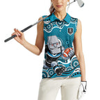 Port Adelaide Power Women Sleeveless Polo Shirt Aboriginal Dot Pattern - Football Mascot Heritage Pride