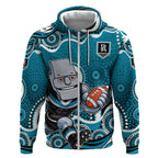 Port Adelaide Power Zip Hoodie Aboriginal Dot Pattern - Football Mascot Heritage Pride