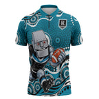 Port Adelaide Power Zipper Polo Shirt Aboriginal Dot Pattern - Football Mascot Heritage Pride