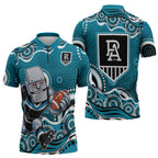Port Adelaide Power Zipper Polo Shirt Aboriginal Dot Pattern - Football Mascot Heritage Pride