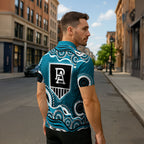 Port Adelaide Power Zipper Polo Shirt Aboriginal Dot Pattern - Football Mascot Heritage Pride