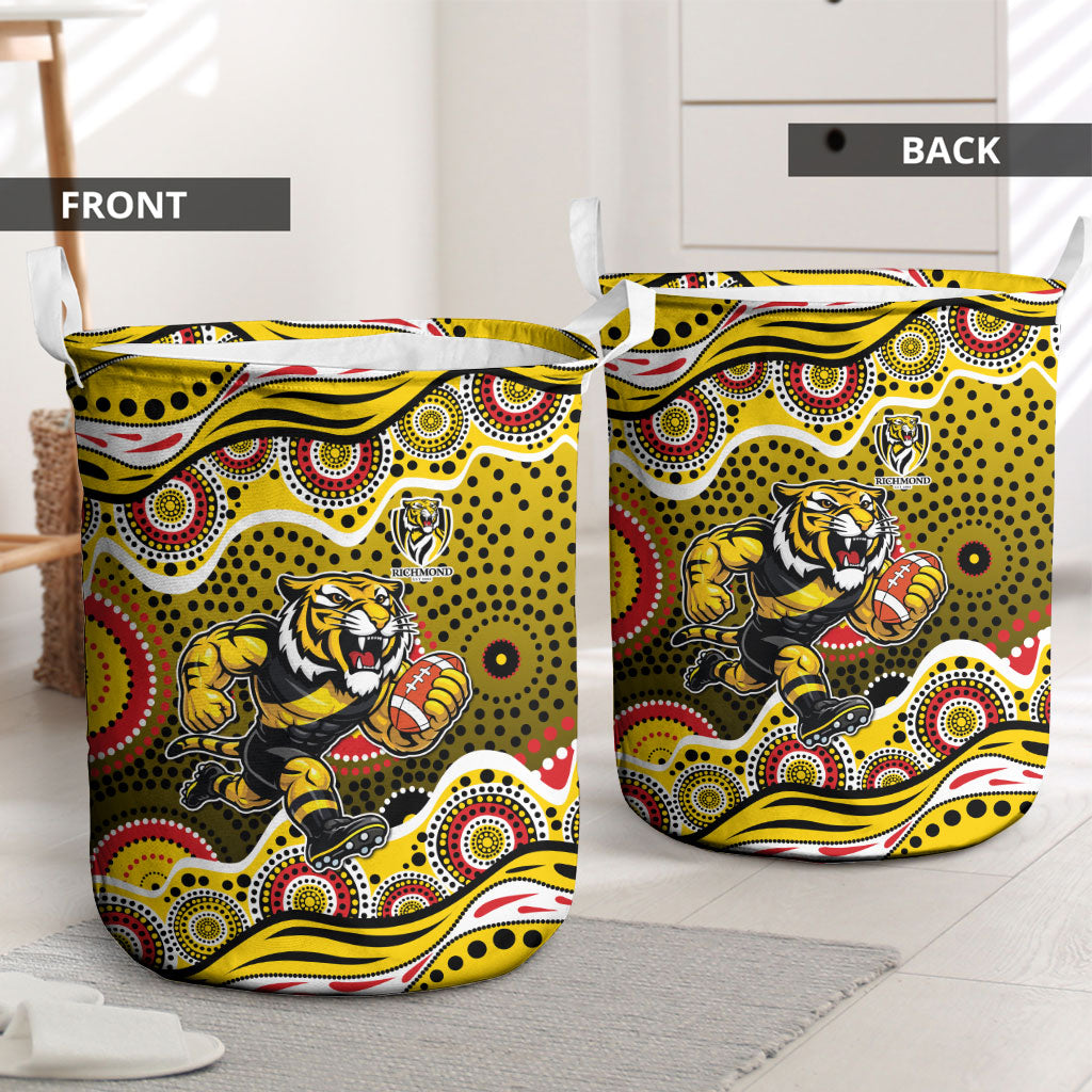 Richmond Tigers Laundry Basket Aboriginal Dot Pattern - Football Mascot Heritage Pride