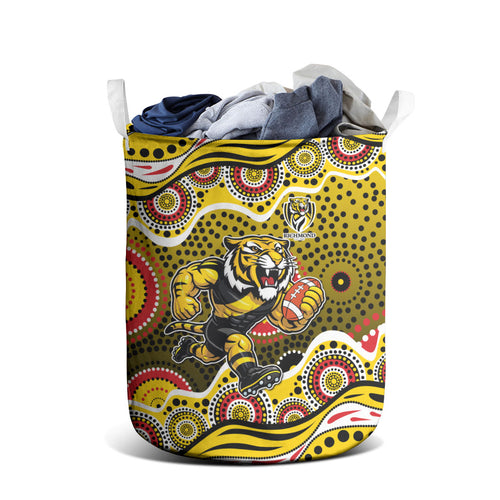 Richmond Tigers Laundry Basket Aboriginal Dot Pattern - Football Mascot Heritage Pride