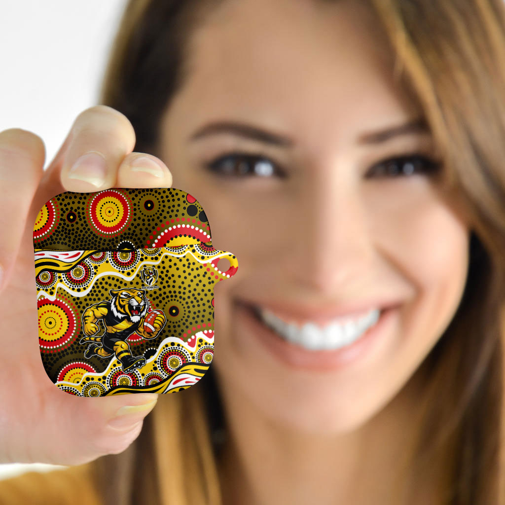 Richmond Tigers AirPods Case Aboriginal Dot Pattern - Football Mascot Heritage Pride