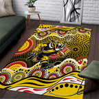 Richmond Tigers Area Rug Aboriginal Dot Pattern - Football Mascot Heritage Pride
