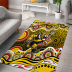 Richmond Tigers Area Rug Aboriginal Dot Pattern - Football Mascot Heritage Pride