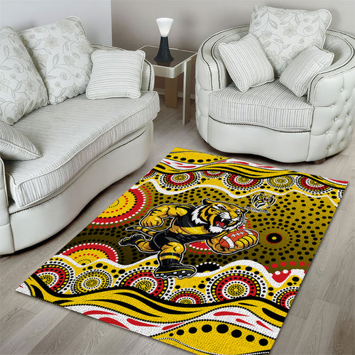 Richmond Tigers Area Rug Aboriginal Dot Pattern - Football Mascot Heritage Pride