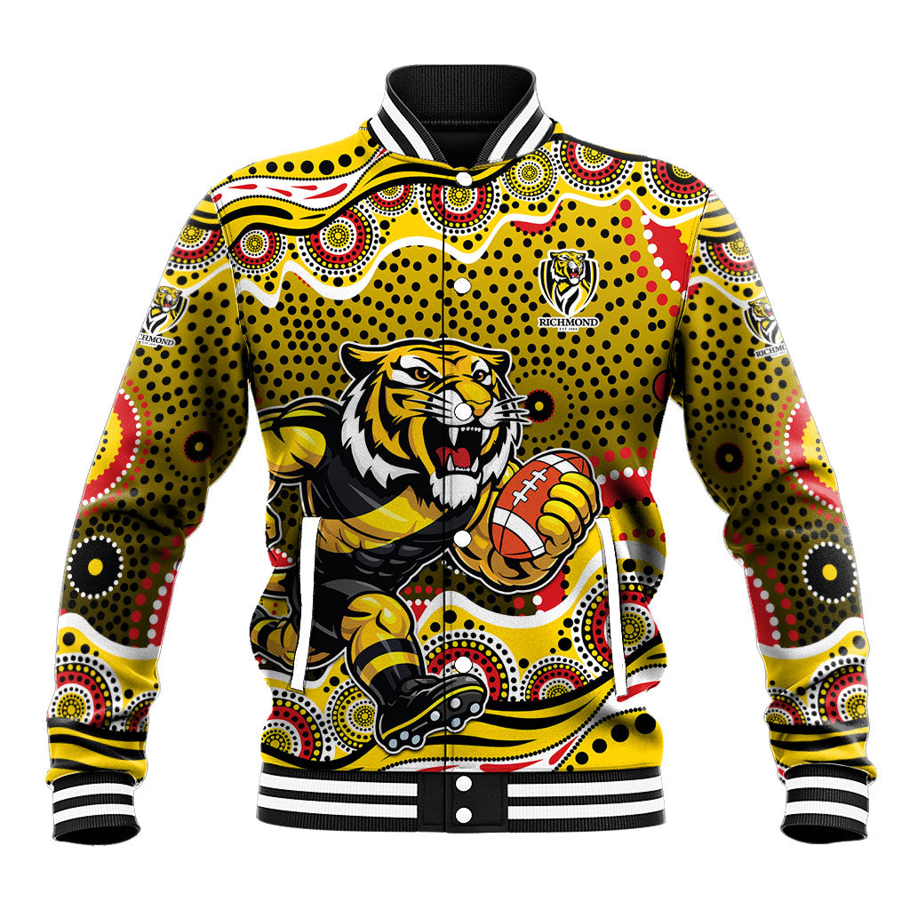 Richmond Tigers Baseball Jacket Aboriginal Dot Pattern - Football Mascot Heritage Pride