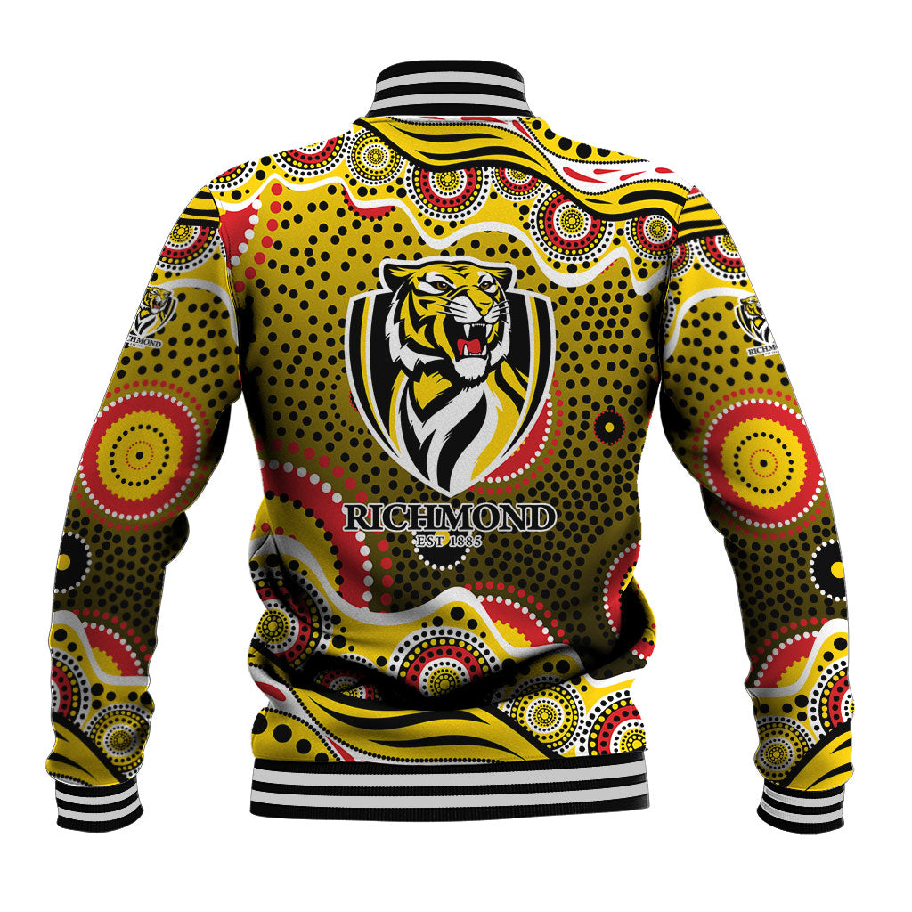 Richmond Tigers Baseball Jacket Aboriginal Dot Pattern - Football Mascot Heritage Pride