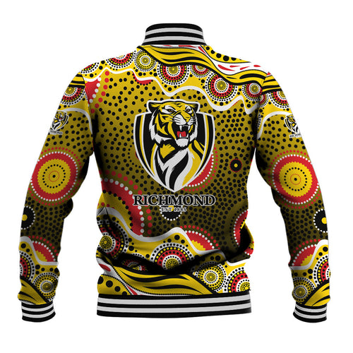 Richmond Tigers Baseball Jacket Aboriginal Dot Pattern - Football Mascot Heritage Pride