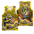 Richmond Tigers Basketball Jersey Aboriginal Dot Pattern - Football Mascot Heritage Pride